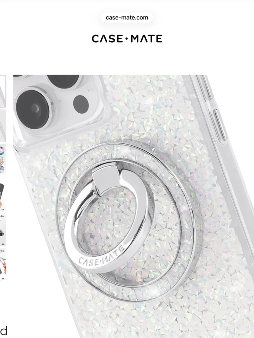 NIB case-mate Magnetic Ring Stand - Silver Twinkle Diamond design